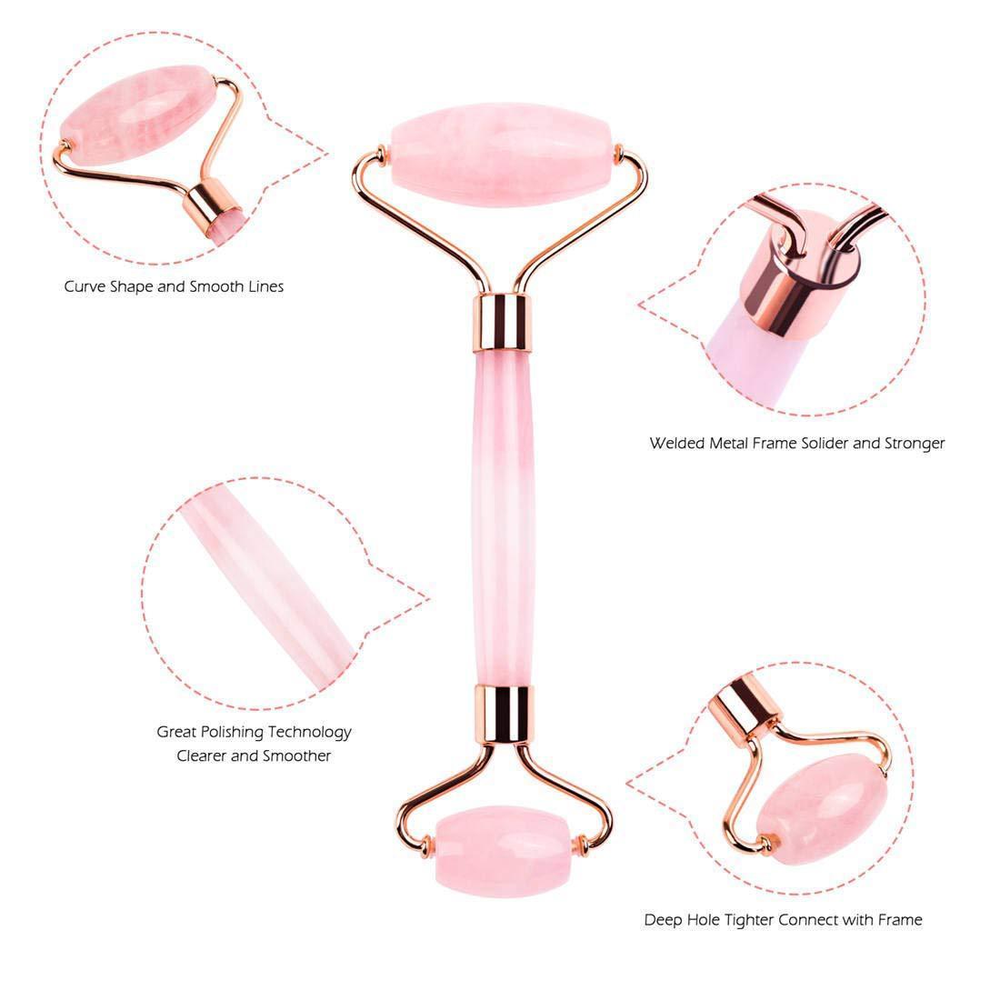 Anti-aging rose quartz jade roller massager