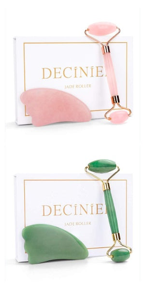 Anti-aging rose quartz jade roller massager