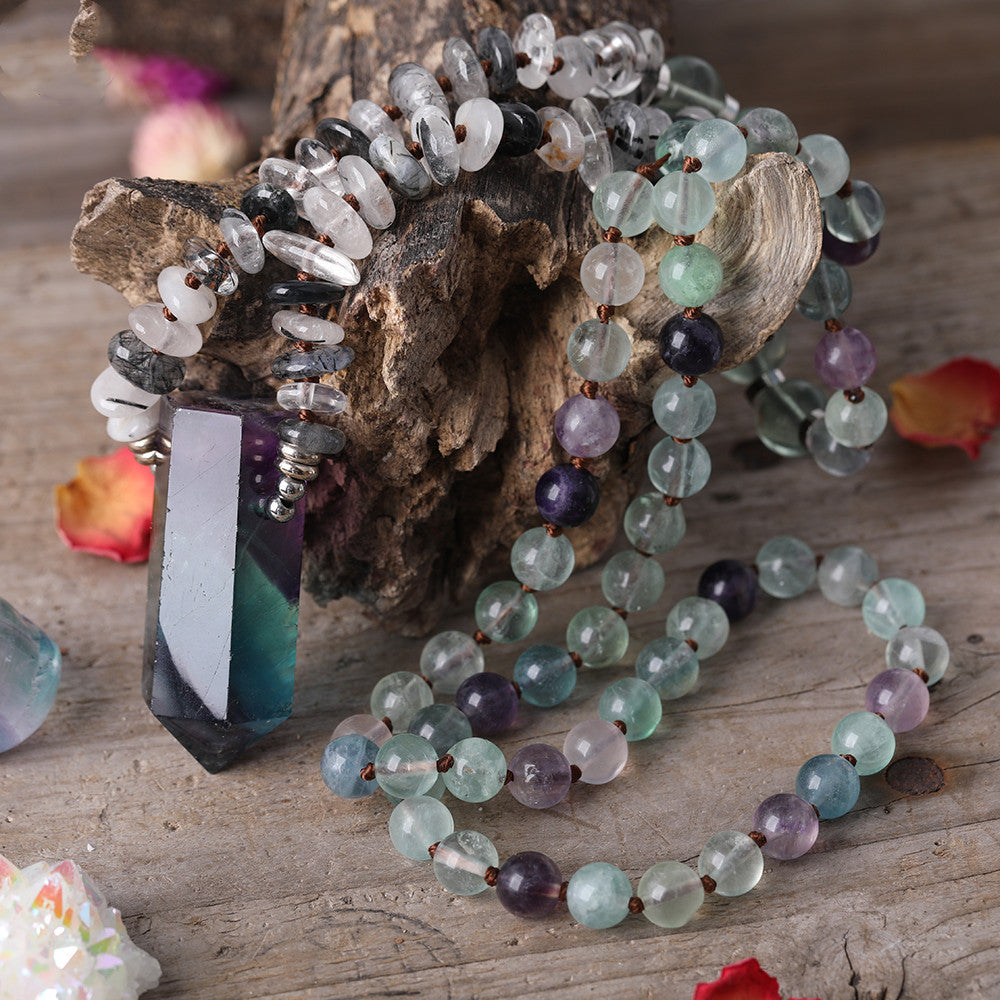 Handmade Rainbow Natural Fashion Fluorite Pendant