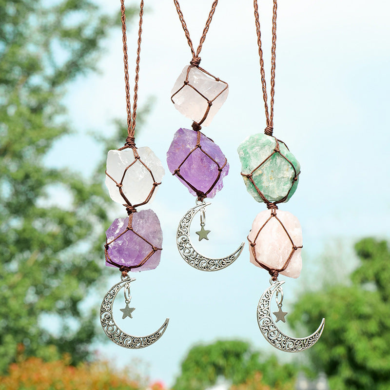 Natural Powder Crystal Amethyst Hand-woven Color Energy Decor