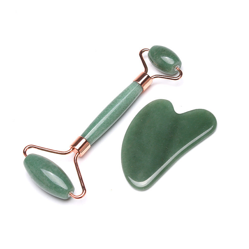 Aventurine Double-headed Massage Roller Scraping Plate Set