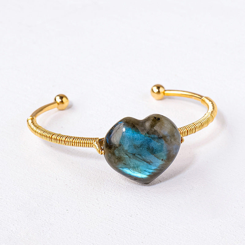 Blue Light Labradorite Love Hand-woven Moonstone Bracelet