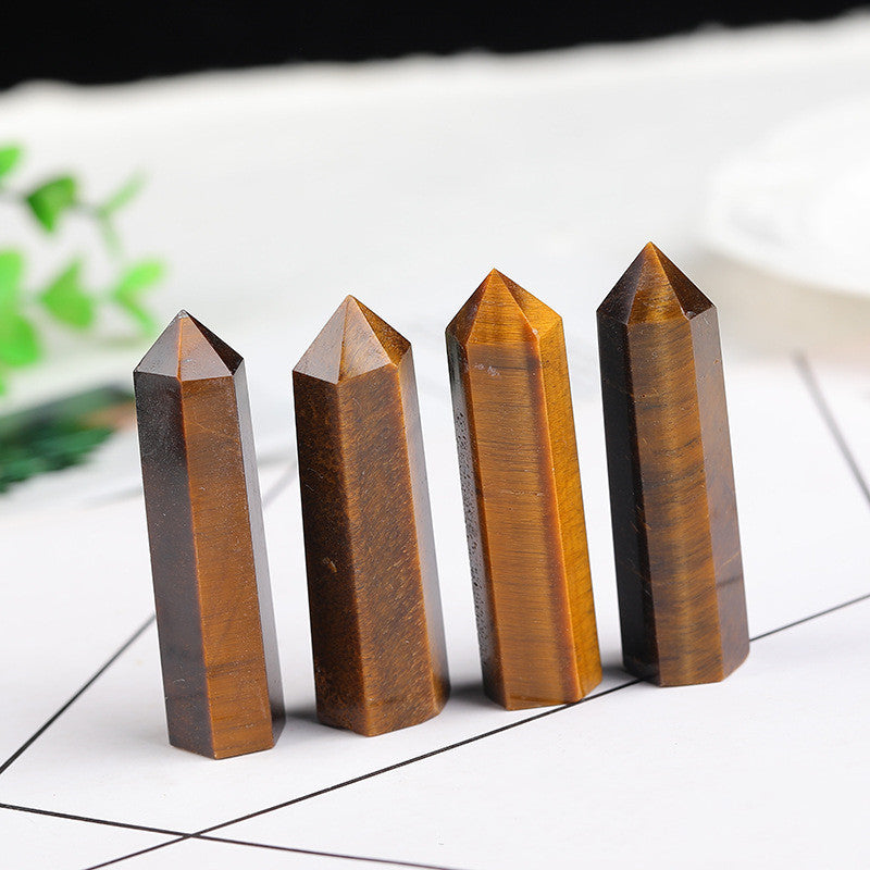 Natural Tiger Eye Quartz Crystal Hexagonal Prism