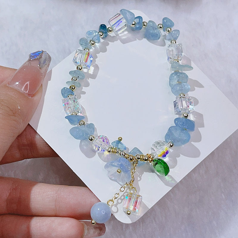 Trending Crystal Floral Bracelets!!Fluorite,Aquamarine,etc.!!So Gorgeous!