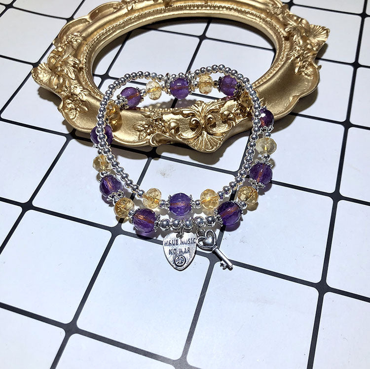 Citrine Amethyst Double-layer Bracelet