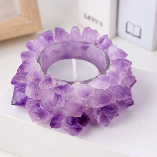 Natural Amethyst Candlestick Holder Ornaments