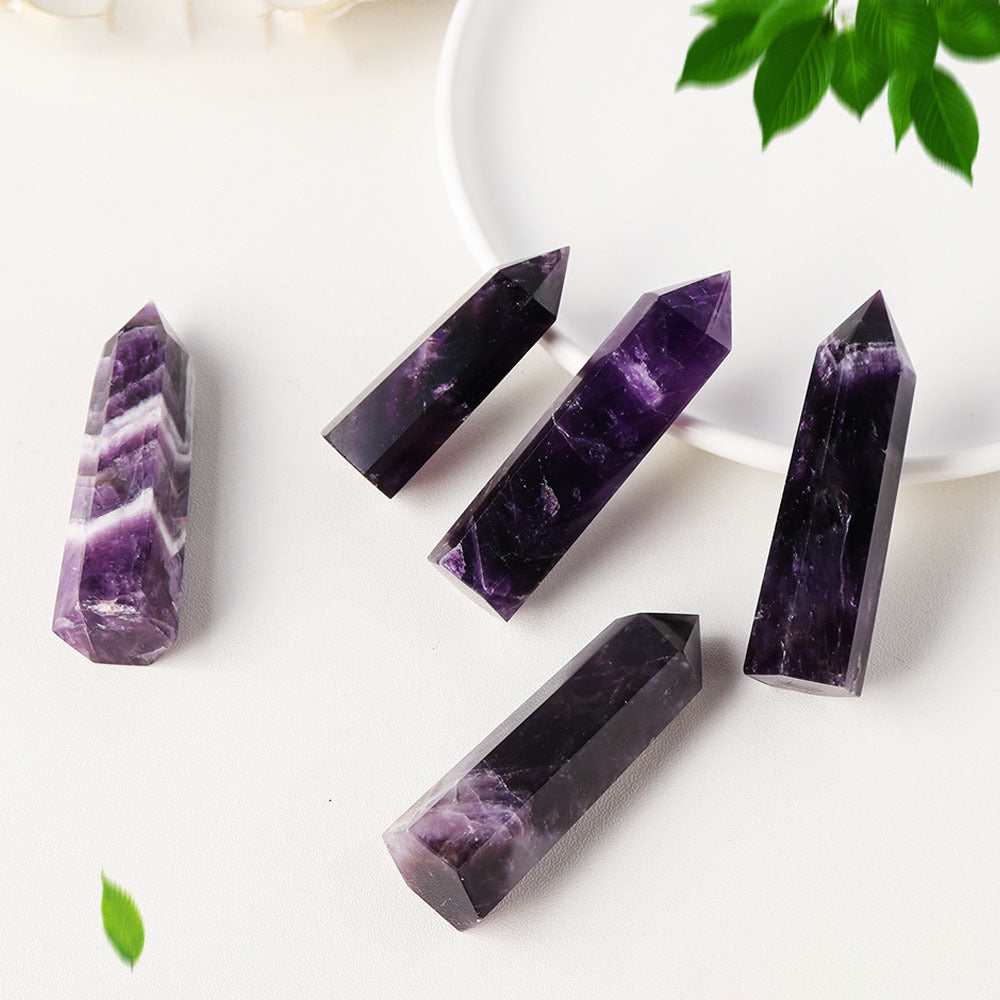 Dream Amethyst Single Tip Crystal Column Hexagon Prism Natural Amethyst