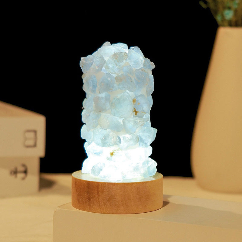 Natural Amethyst,Celestite Tooth Flower Mini Night Light Usb Plug-in