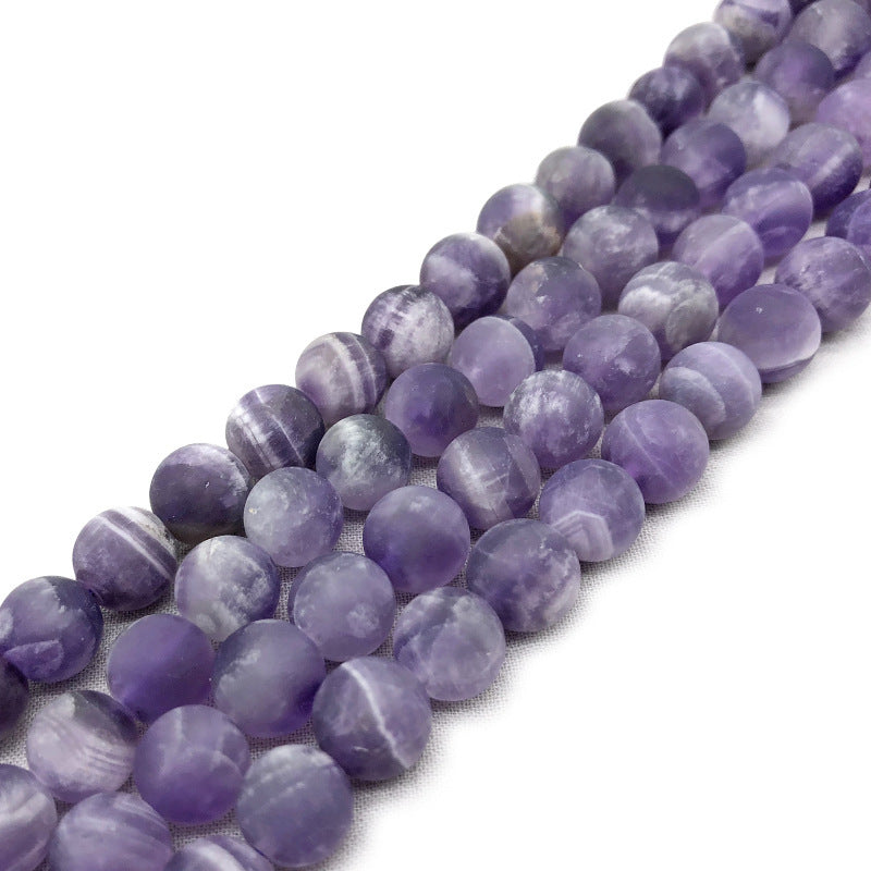 Matte Frosted Dream Stripe Dogtooth Amethyst Loose Beads