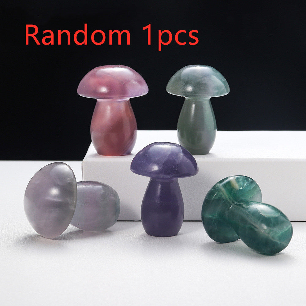 Natural Crystal Colorful Fluorite Mushroom Carving Pieces