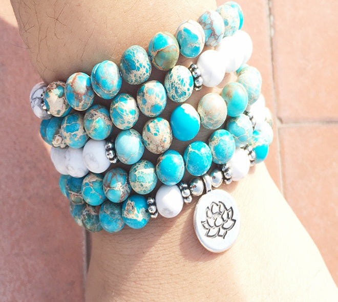 Howlite Natural Stone Bracelet 108 Beads