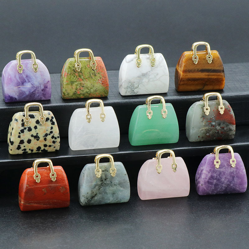 Natural Crystal Mini Tote -Handbag Pendant