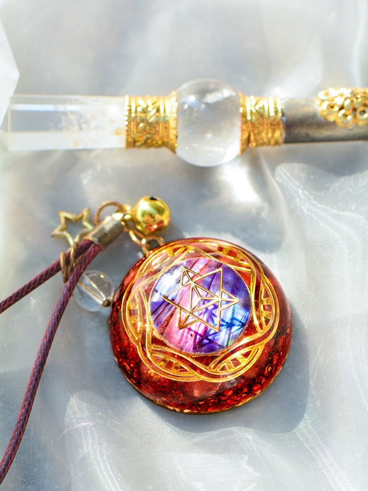 Sacred Geometric Red Crystal Necklace Pendant