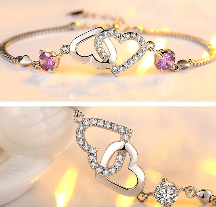 Heart shaped amethyst bracelet