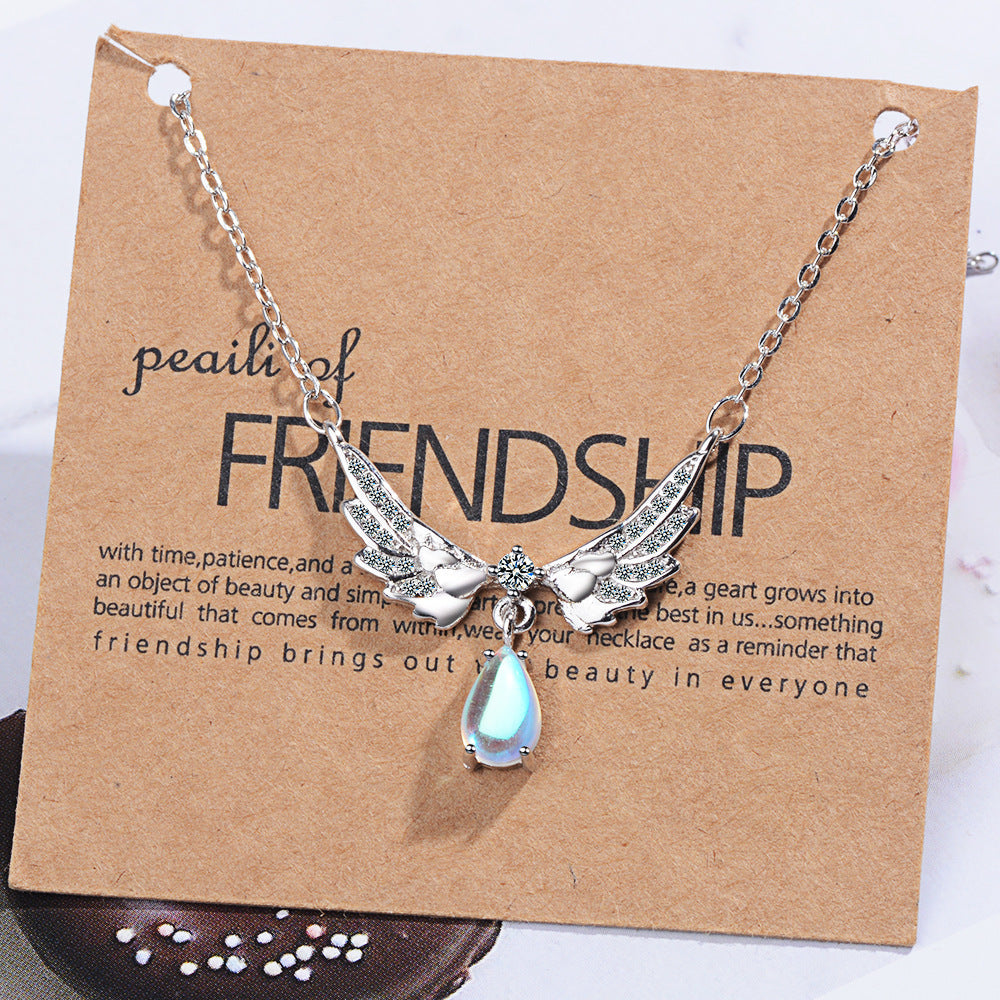 Angel Wing Moonstone Necklace