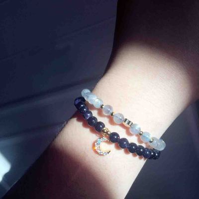 Blue Sandstone Double Circle Bracelet