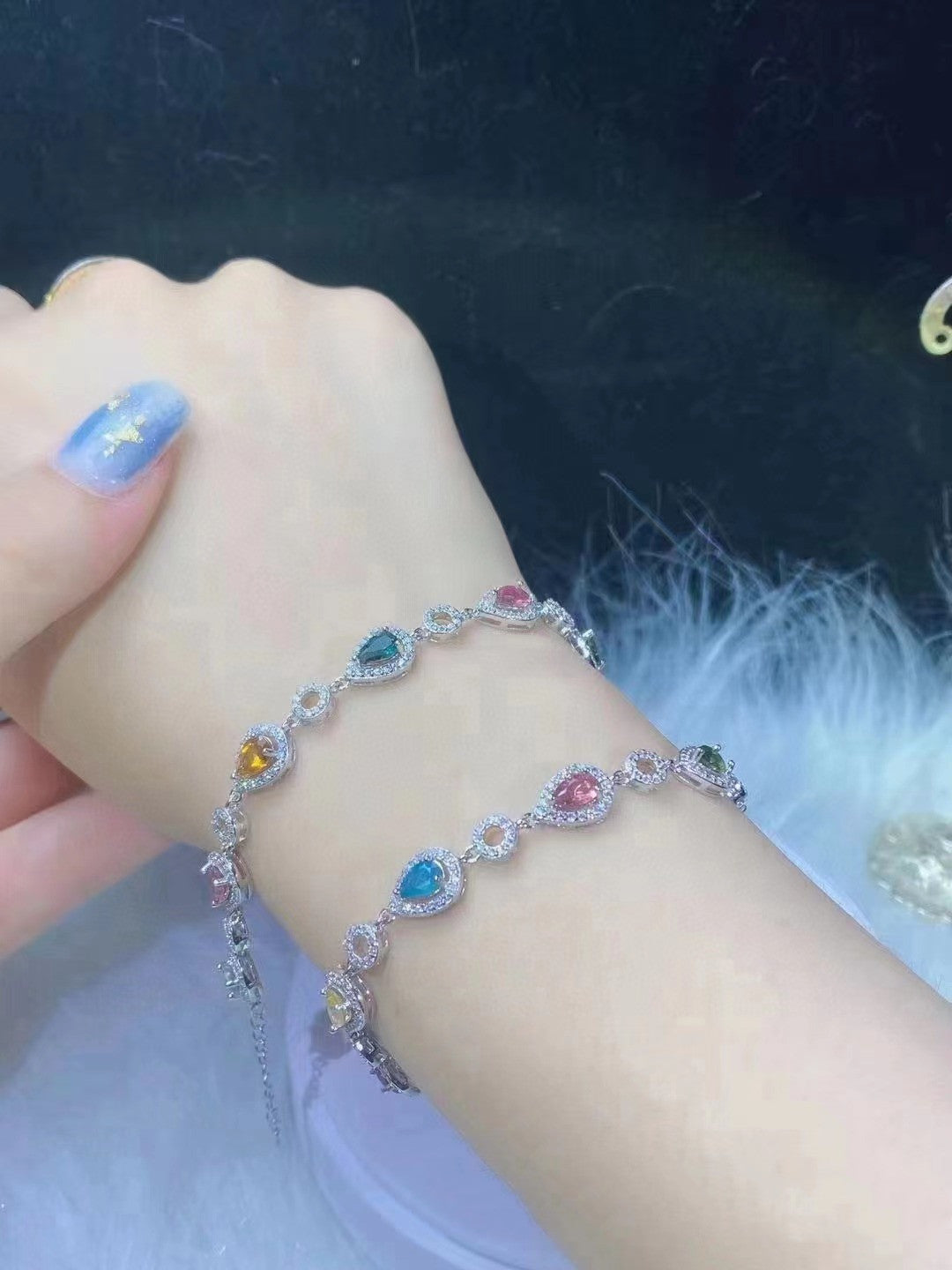 Natural Tourmaline Bracelet Candy Color!!So pretty!!