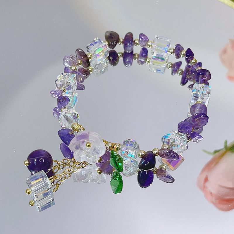 Trending Crystal Floral Bracelets!!Fluorite,Aquamarine,etc.!!So Gorgeous!