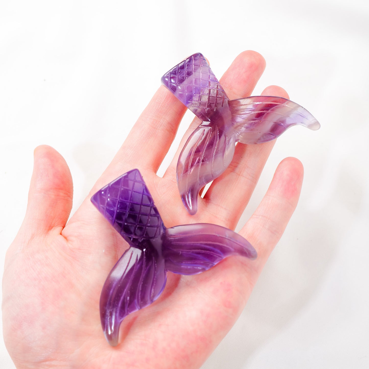 Natural Purple Fluorite Mermaid Tail Crystal Ornaments