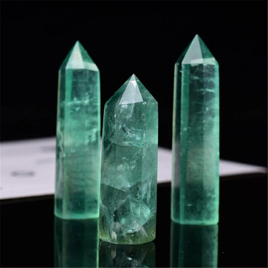 Natural Green Fluorite Hexagonal Single-pointed Column