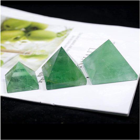 Natural Green Fluorite Pyramid Energy Ornaments