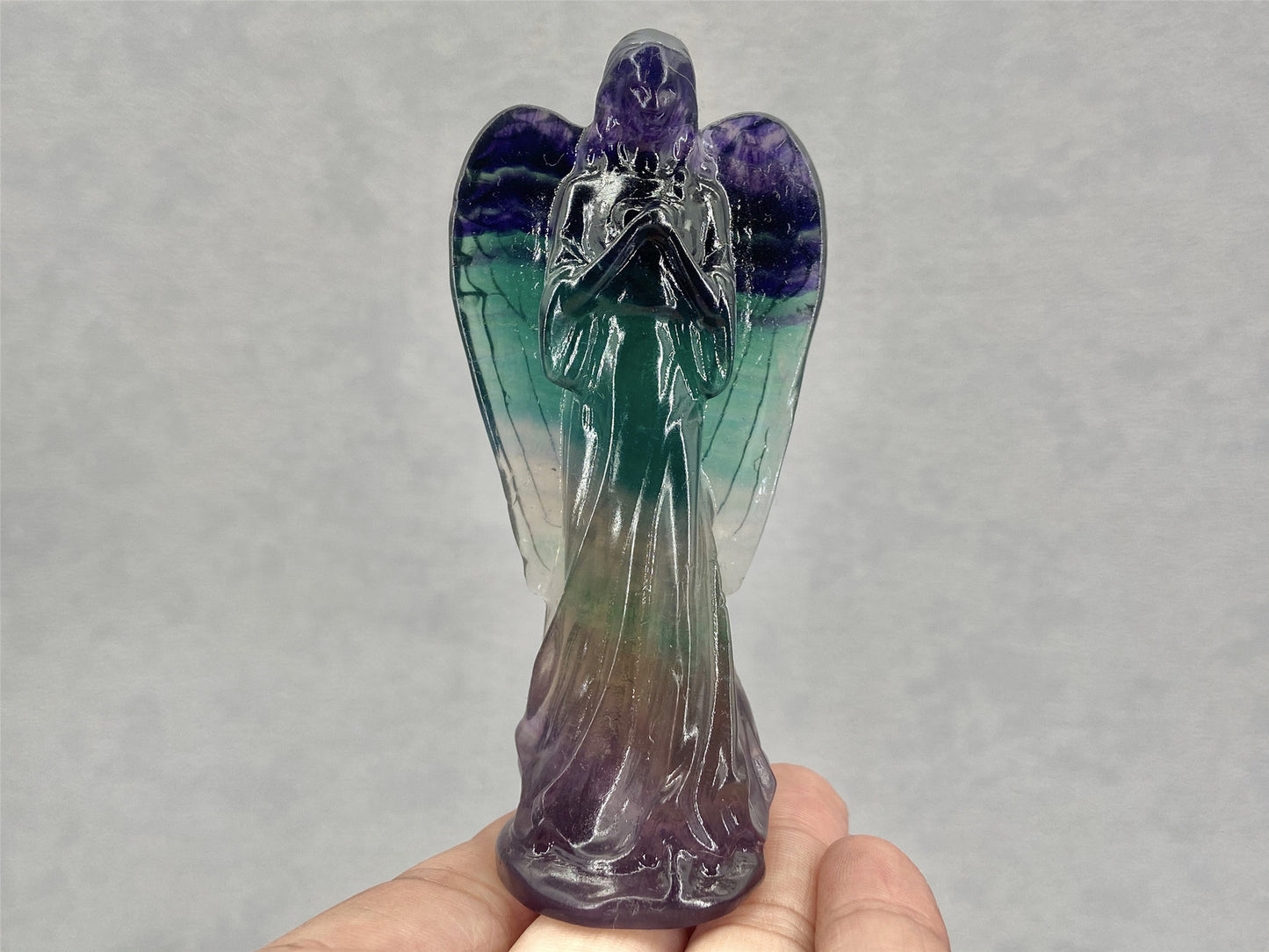 Natural Crystal Carving Colorful Fluorite Angel