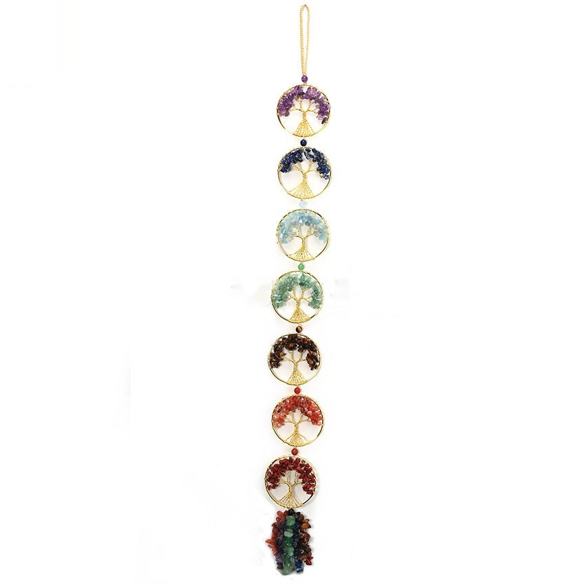 Colorful Natural Crystal Chakra Tree of Life wall decor