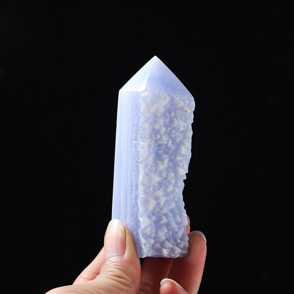 Natural Blue Chalcedony Agate Rough Slice Energy