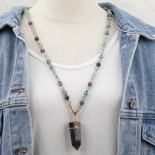 Fashion Natural Labradorite Point Pendant Necklace