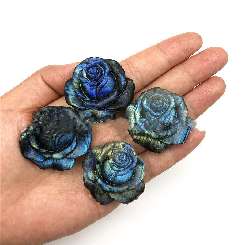 Hand Carved Natural Crystal Rose Labradorite