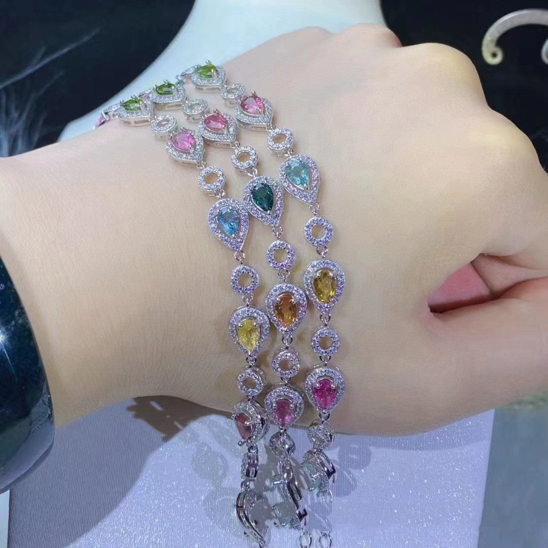 Natural Tourmaline Bracelet Candy Color!!So pretty!!