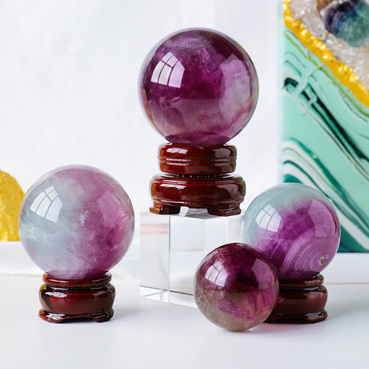 Natural Watermelon Fluorite Crystal Sphere Ornaments