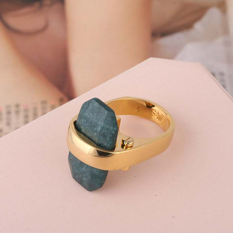 Rectangular natural stone rings