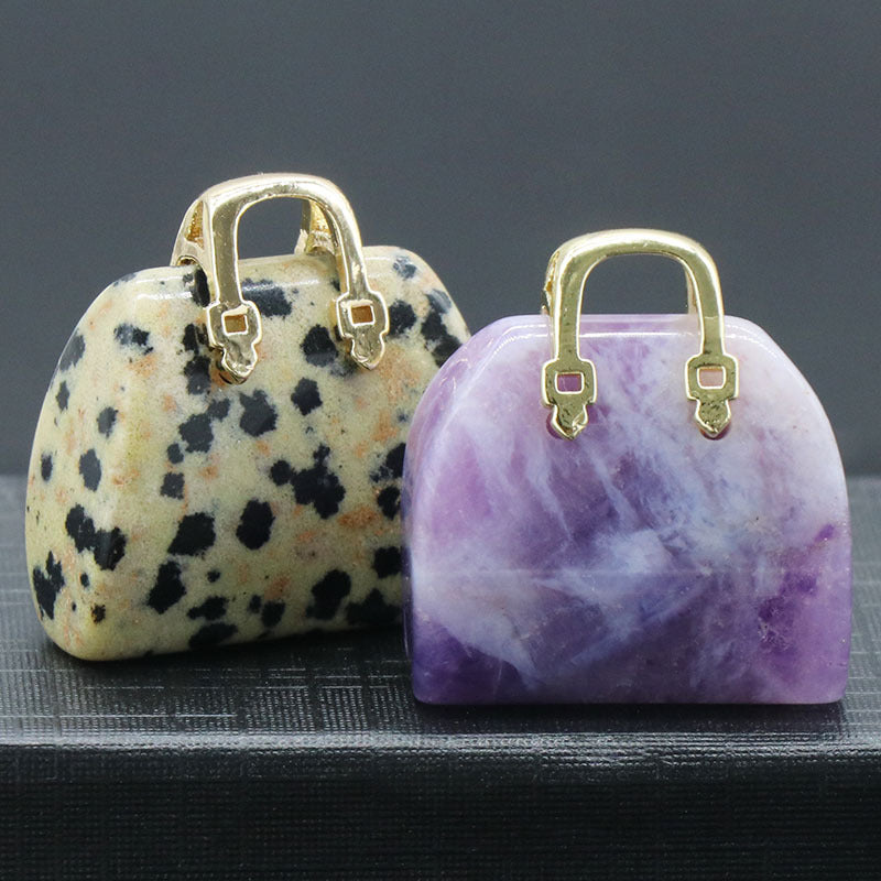 Natural Crystal Mini Tote -Handbag Pendant