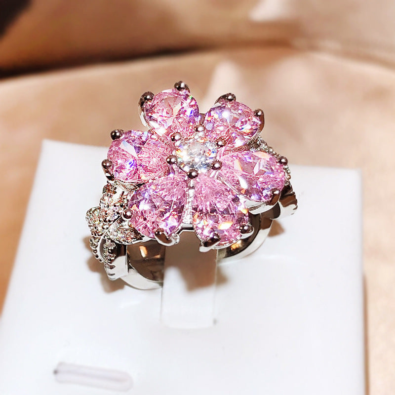 Cherry Blossom Zircon Diamond Ring Fashion Jewelry