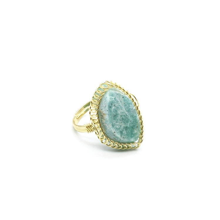 Retro Rough Stone Green Fluorite Ring