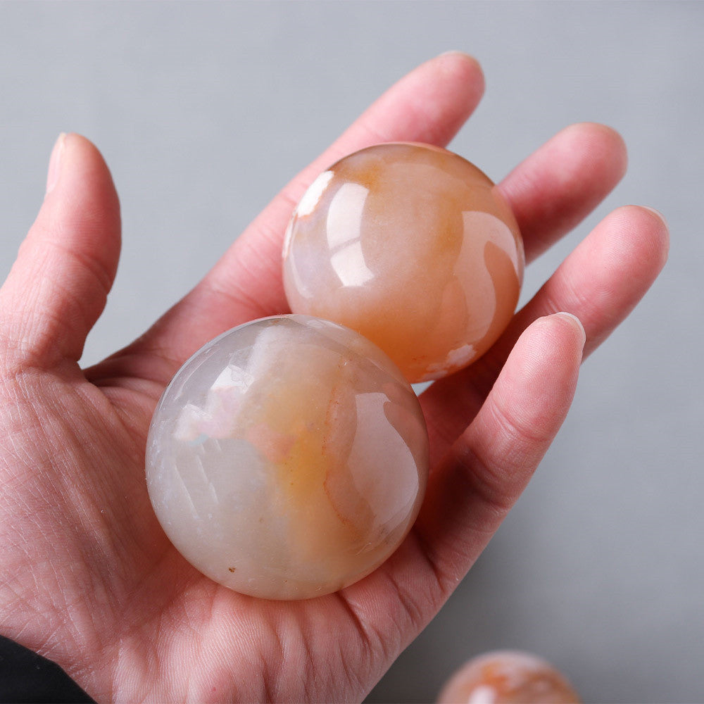 Natural Crystal Cherry Blossom Sphere's Agate Crystal Ball Office Decoration