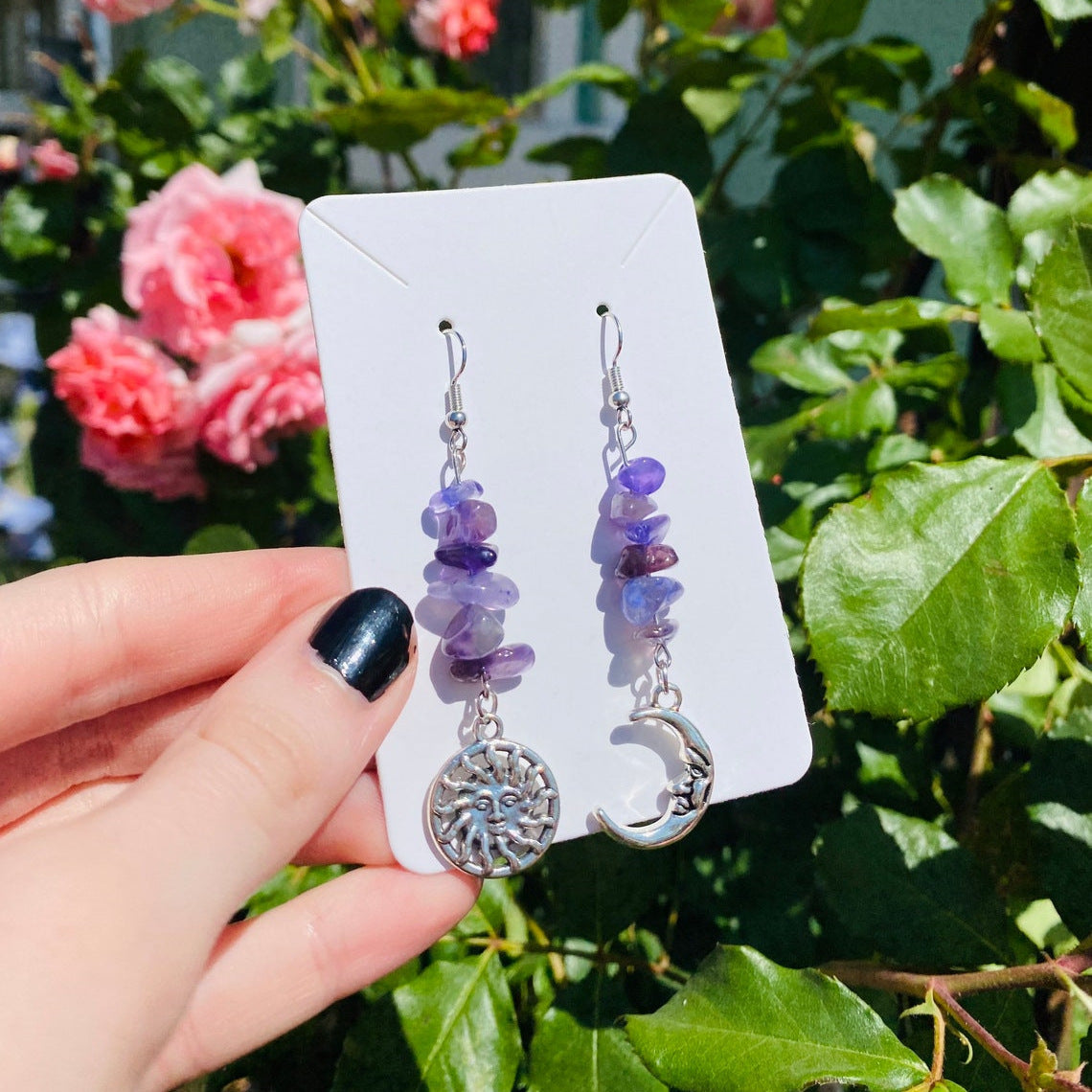 Sun And Moon Jewelry Crystal Earrings