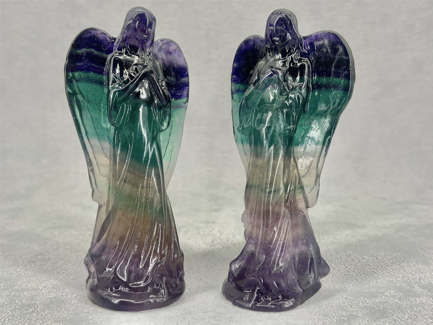 Natural Crystal Carving Colorful Fluorite Angel