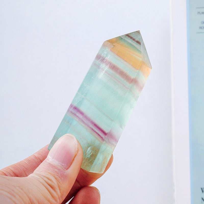 Natural Candy Color Colorful Fluorite Four Sides Crystal Column