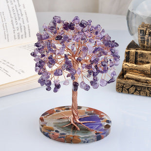 Natural Amethyst Base Weeping Willow Crystal Decoration