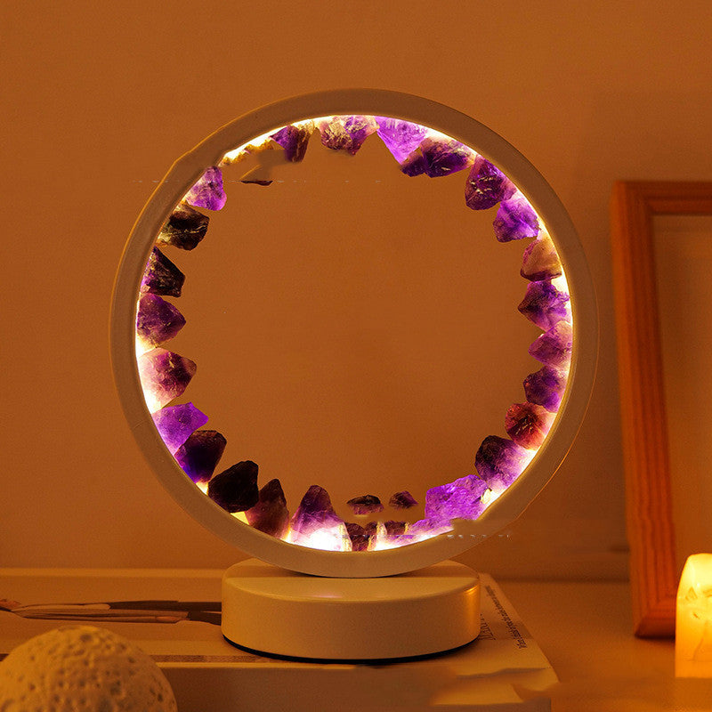 Natural Amethyst Cluster Round Headboard