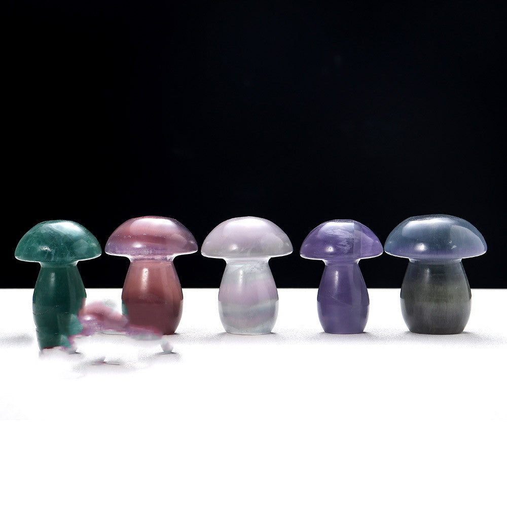 Natural Crystal Colorful Fluorite Mushroom Carving Pieces