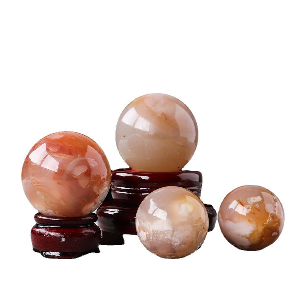 Natural Crystal Cherry Blossom Sphere's Agate Crystal Ball Office Decoration