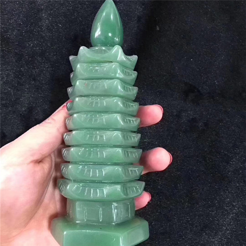 Natural Aventurine Jade Wenchang Pagoda Ornament