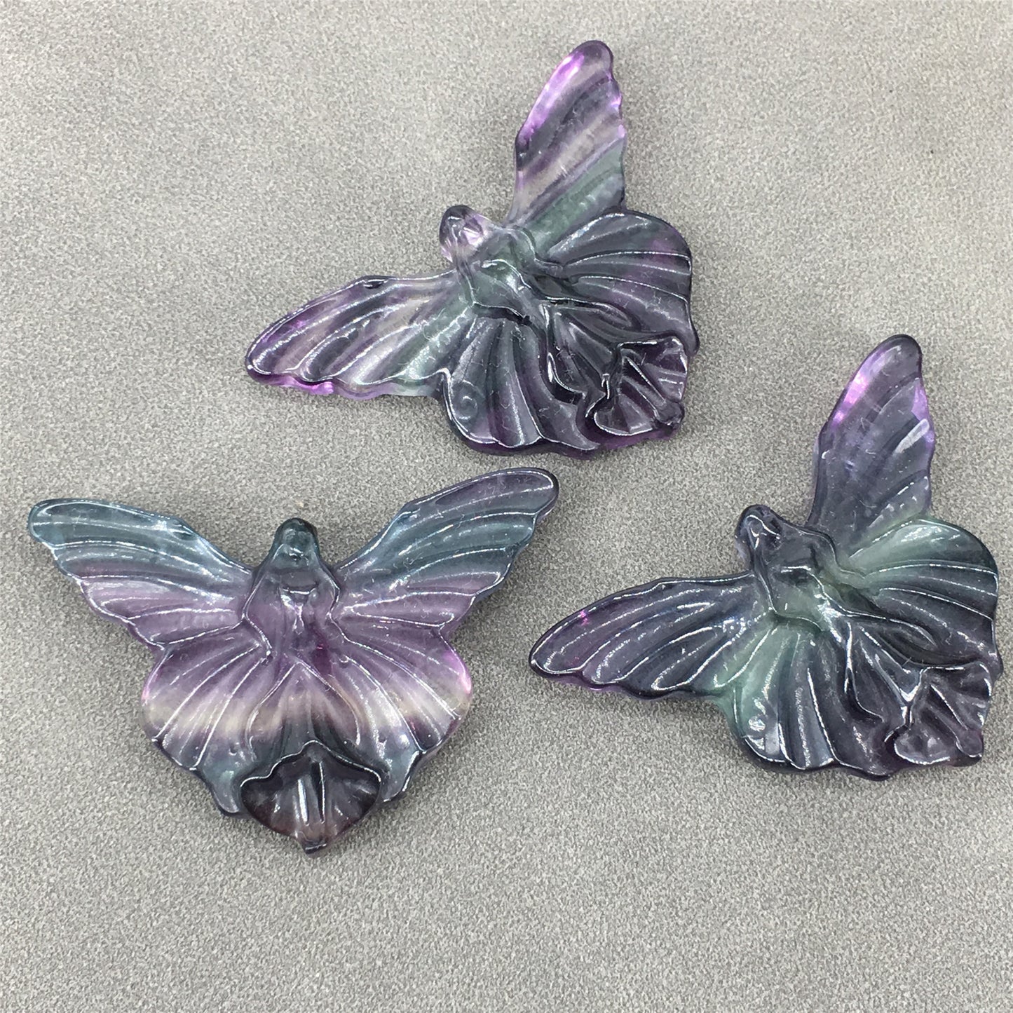 Natural Crystal Carved Colorful Fluorite Butterfly Figurine