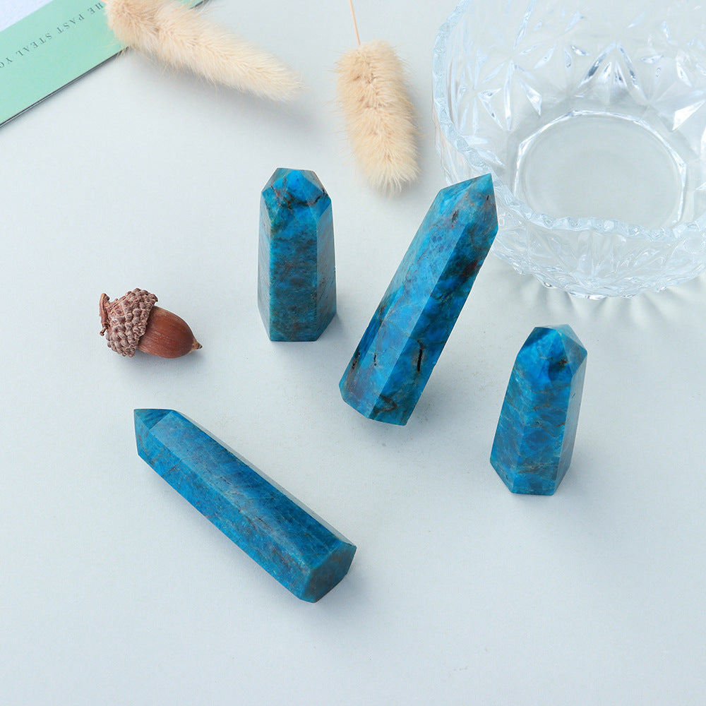 Blue Apatite Point Healing Crystal Stone Tower Reiki Energy