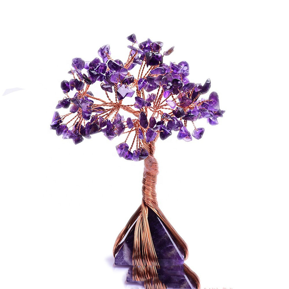 Healing Crystal Money Tree With Dream Amethyst Pyramid Base Home Office Decoration For Wealth And Luck