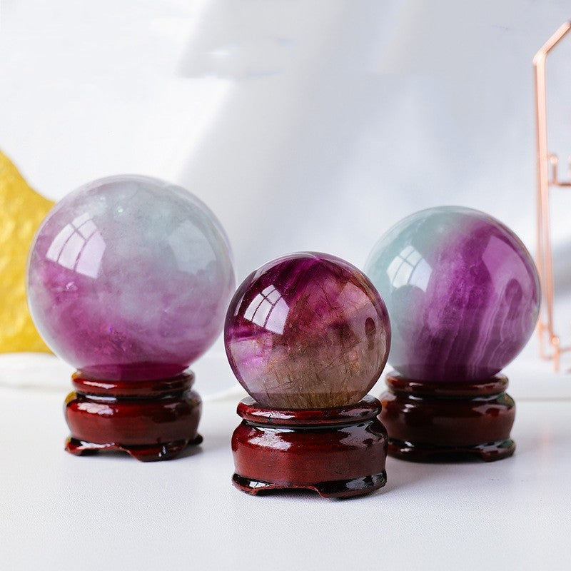 Natural Watermelon Fluorite Crystal Sphere Ornaments