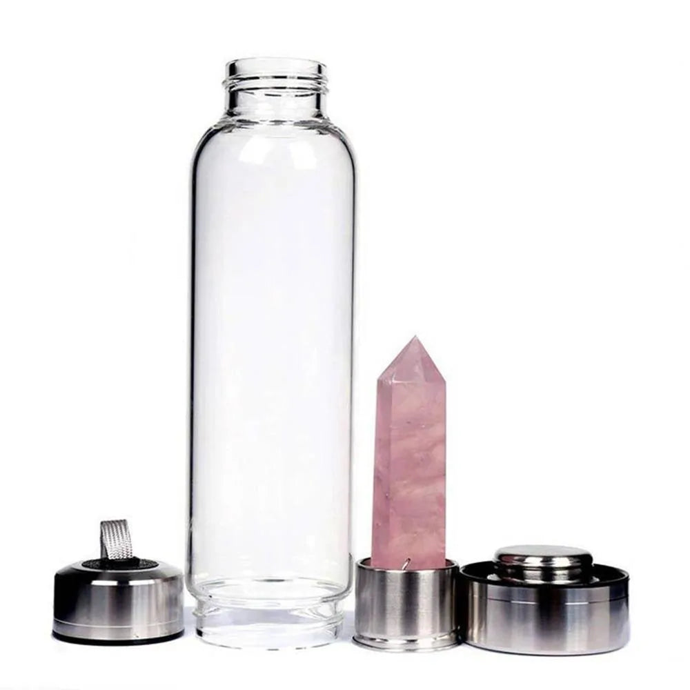 Quartz Gemstone Glass Bottle